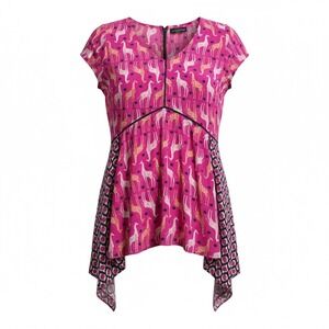 New Directions Weekend Pink Giraffe Print Sharkbite Tunic Top XL Swim Cover